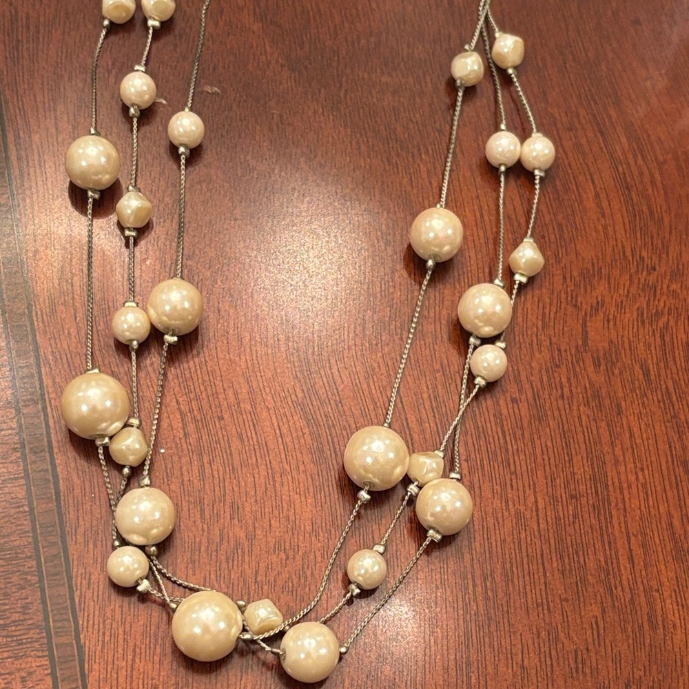 Vintage Cream Beaded Necklace